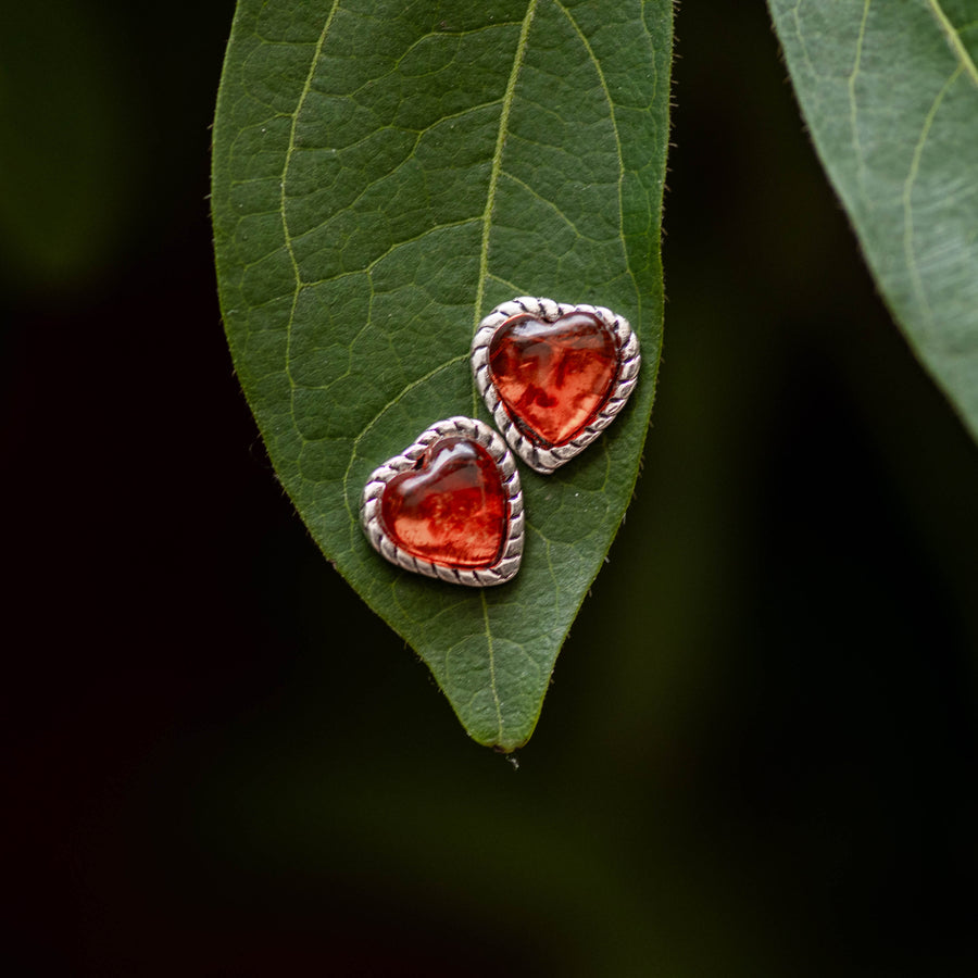 Amber Full Heart Earrings