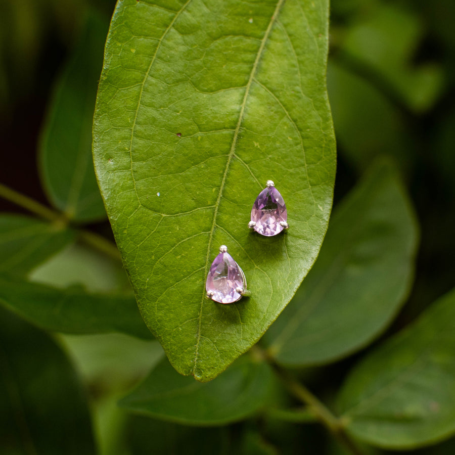 Amethyst Teardrop Stud Earrings