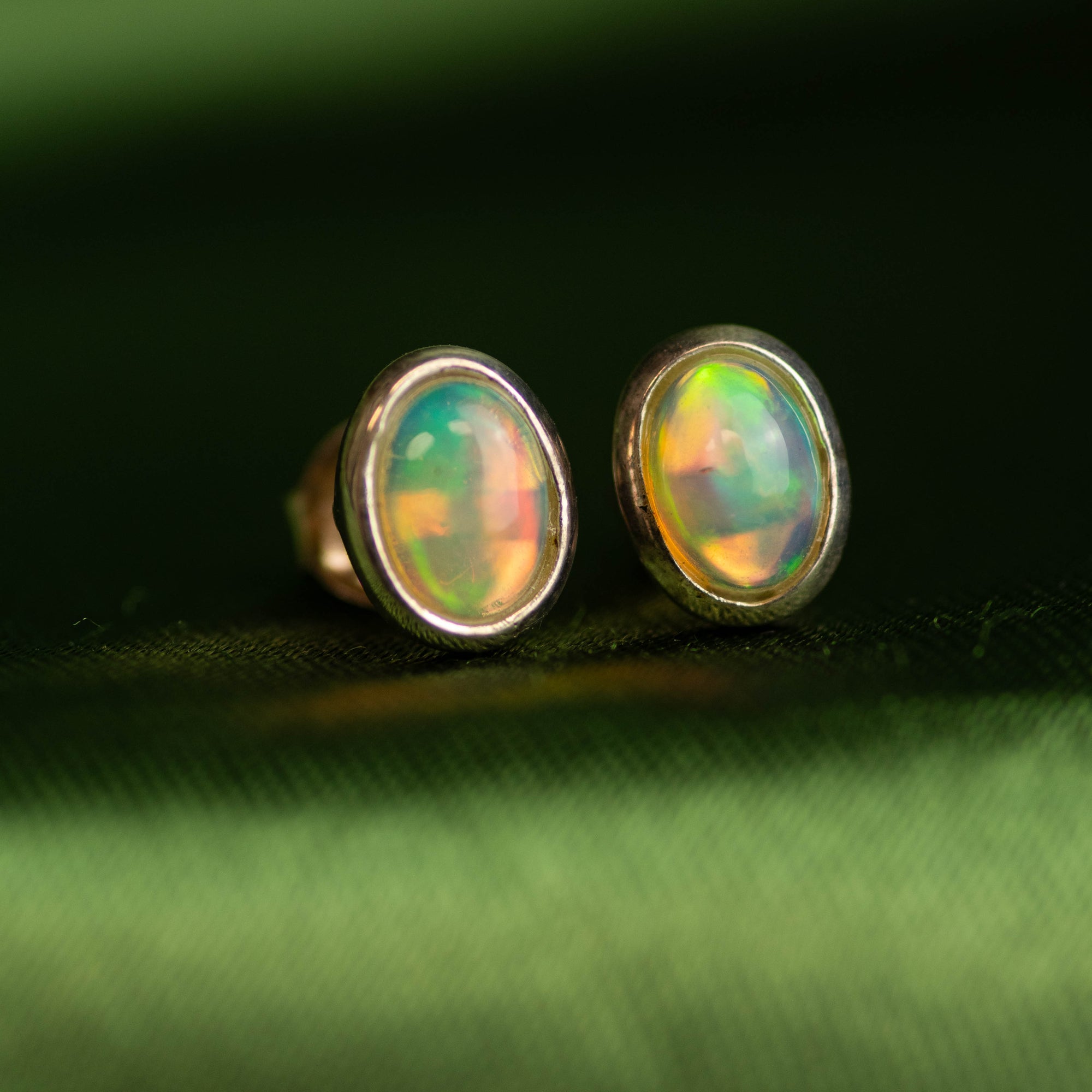 Bezel Set Ethiopian Opal Earrings