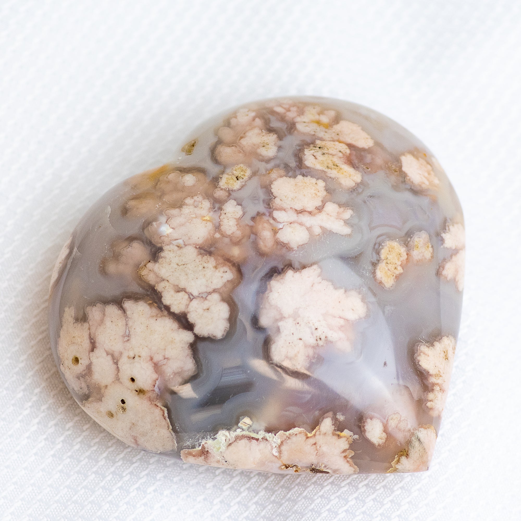 Flower Agate Heart Carving XL