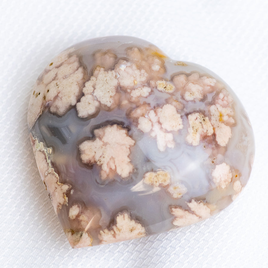 Flower Agate Heart Carving XL