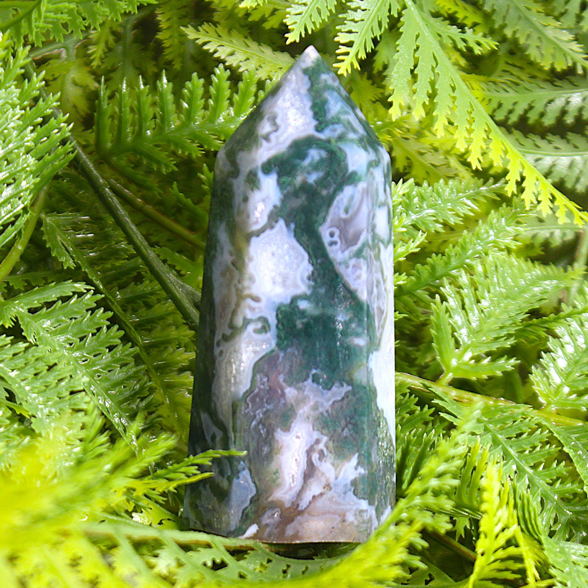Green Moss Agate Tower