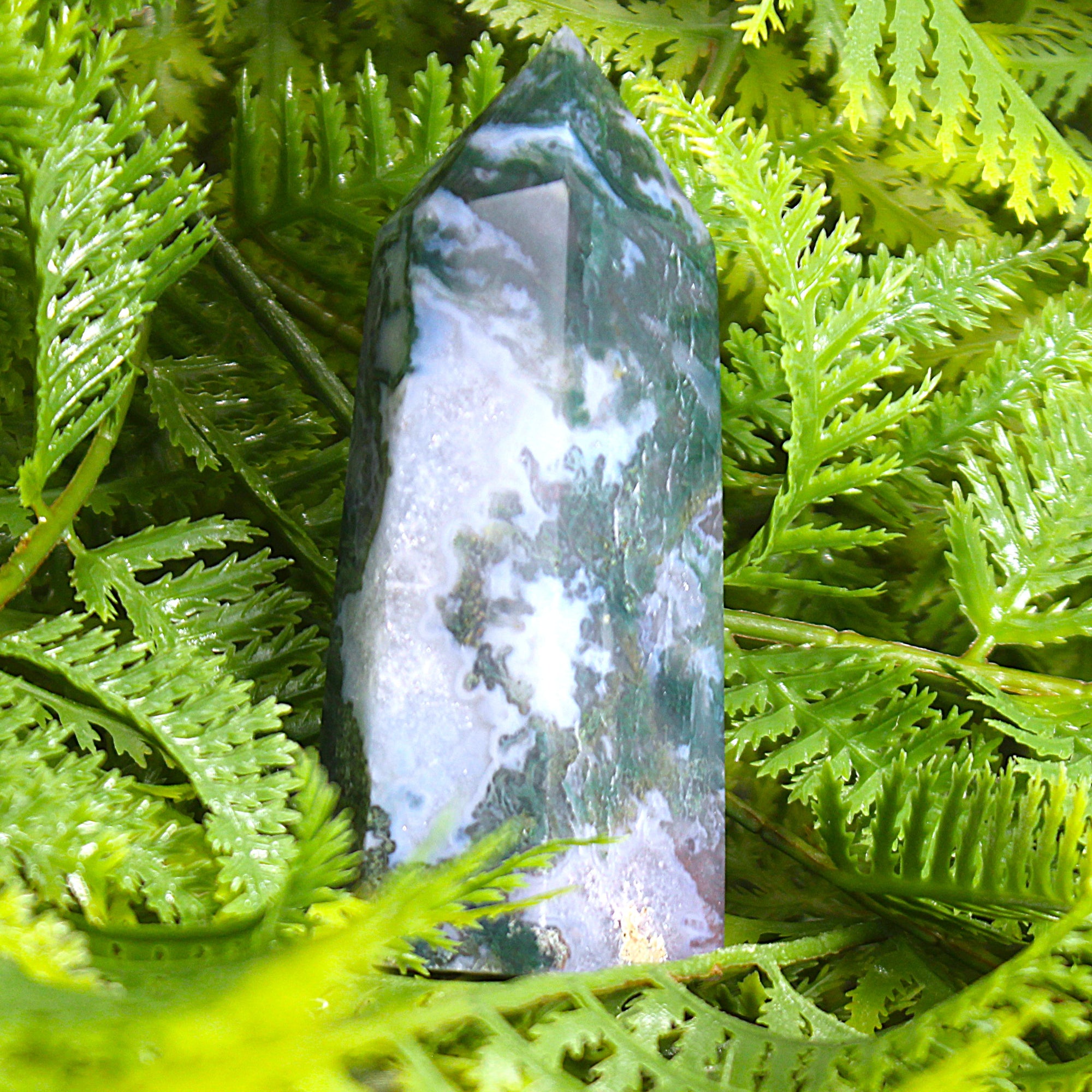 Green Moss Agate Tower