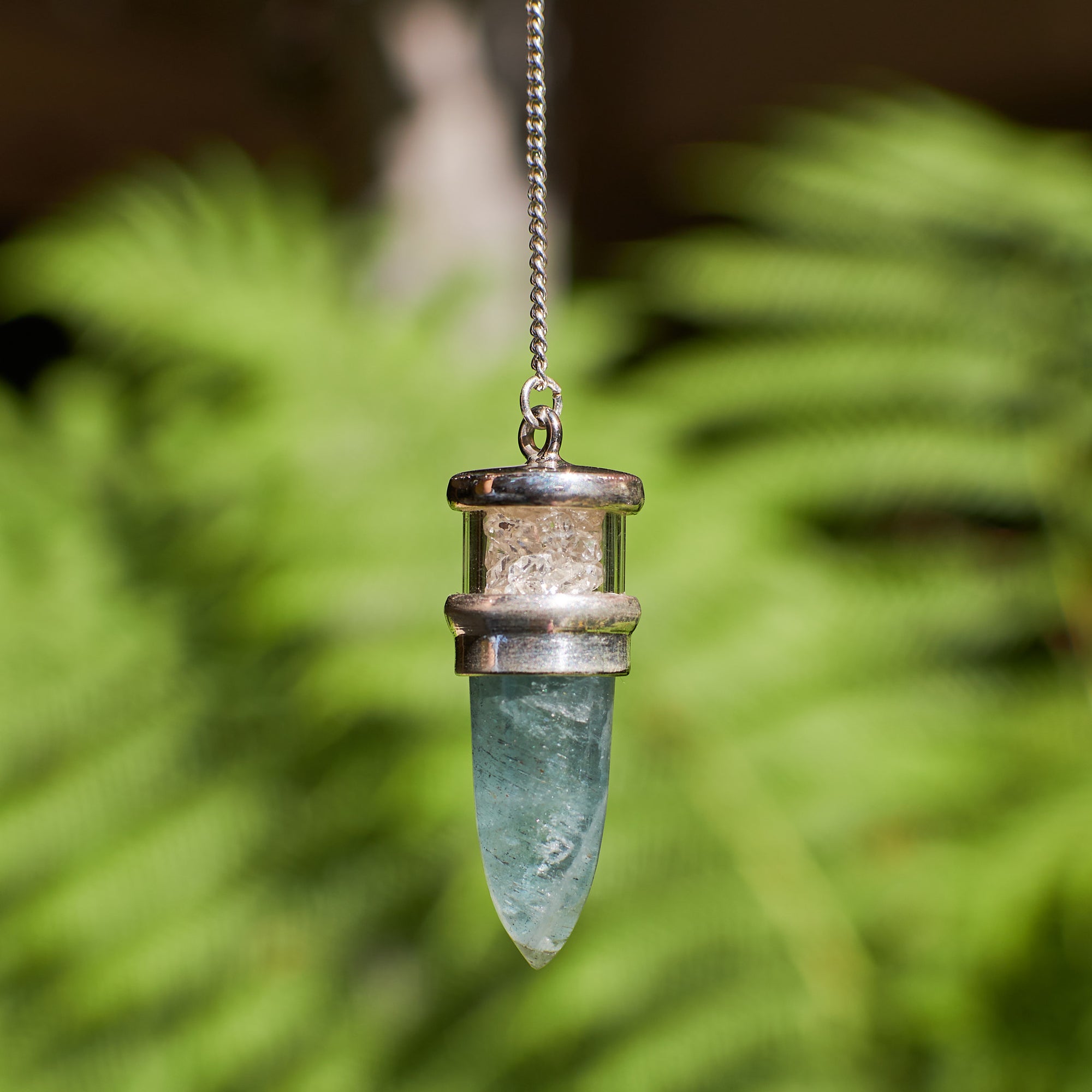 Aquamarine and Herkimer Diamond Pendulum