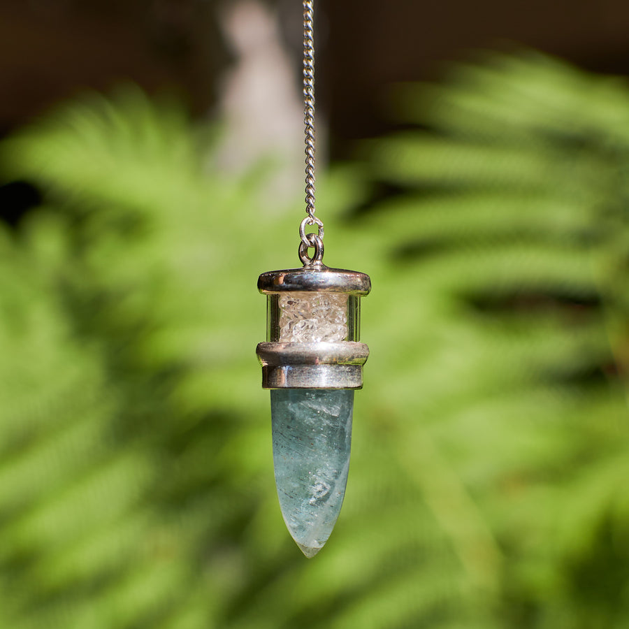 Aquamarine and Herkimer Diamond Pendulum
