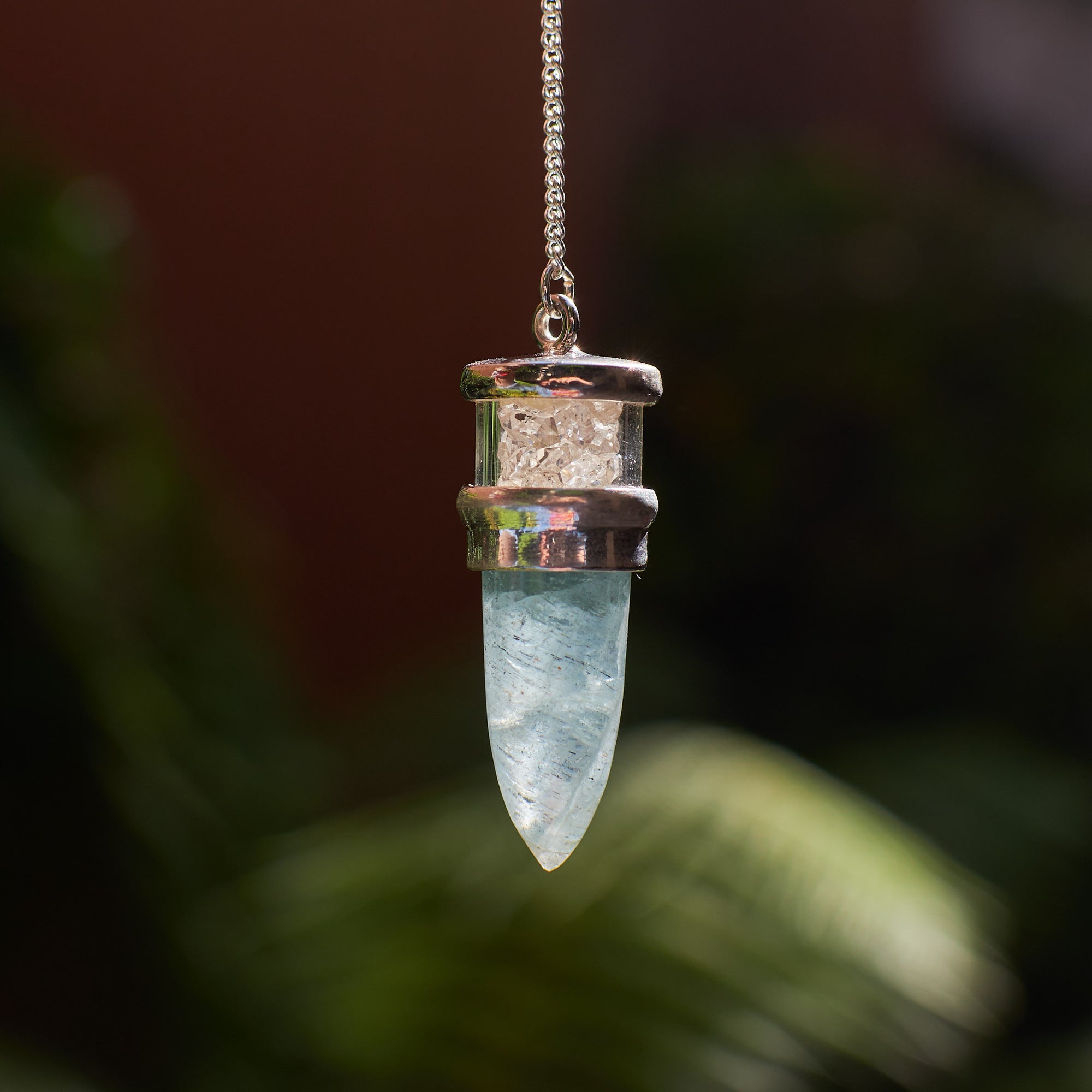 Aquamarine and Herkimer Diamond Pendulum