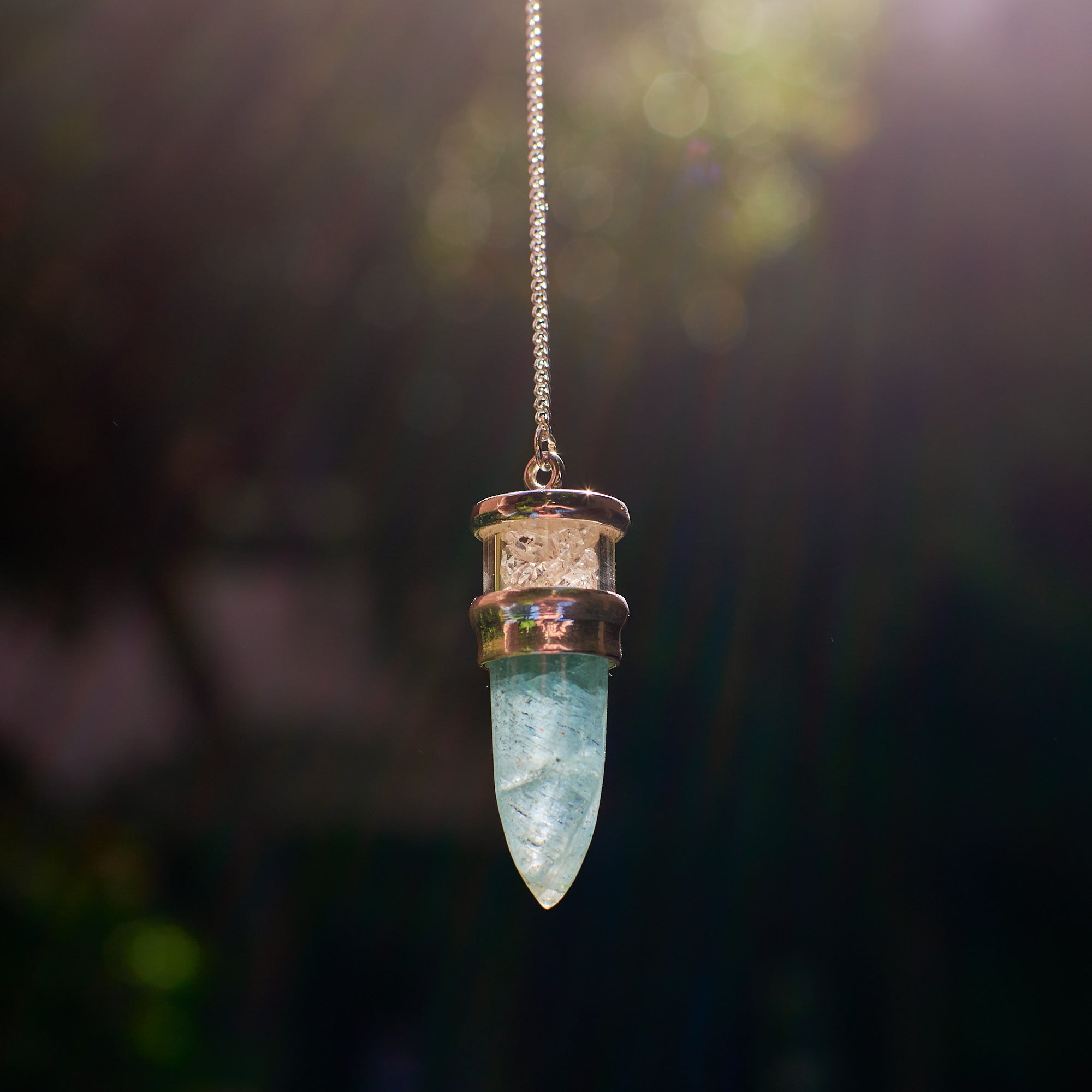 Aquamarine and Herkimer Diamond Pendulum