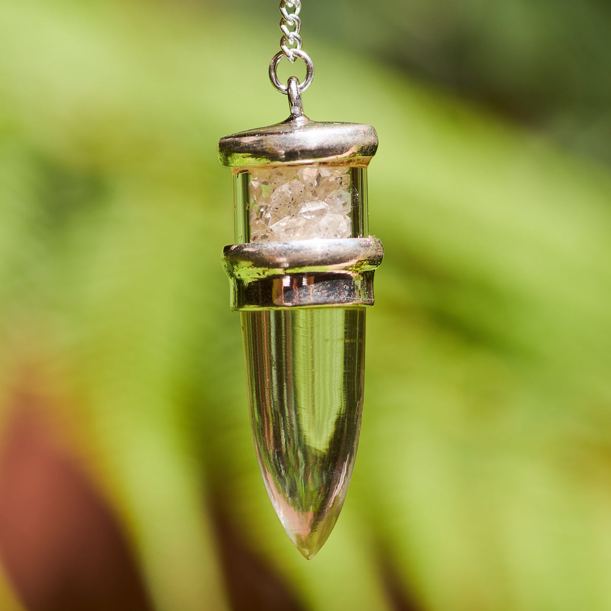 Clear Quartz and Herkimer Diamond Pendulum