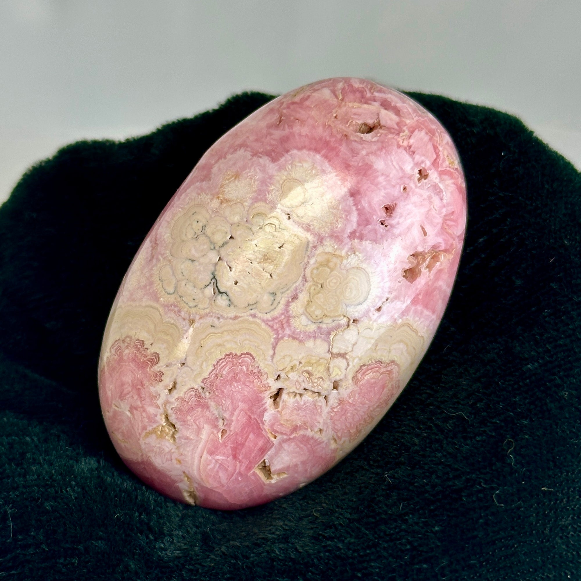 Rhodocrosite Palm Stone