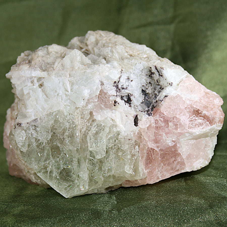 Raw Morganite, Barite and Hiddenite Matrix
