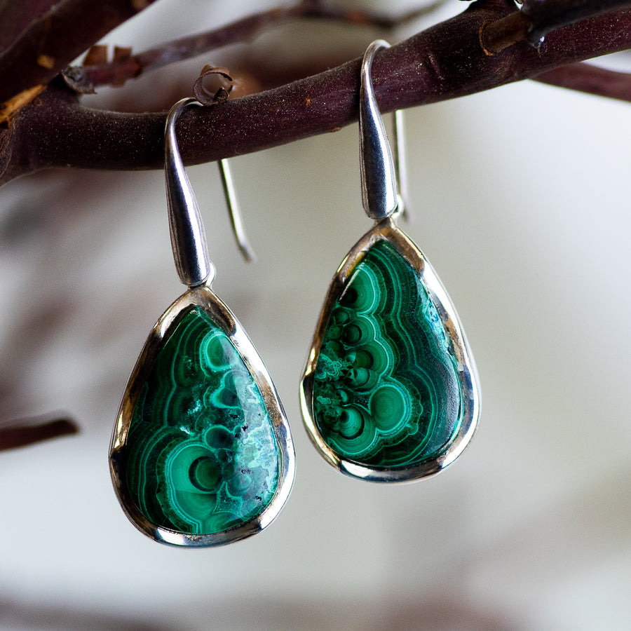Sterling Silver Malachite Azurite Earrings