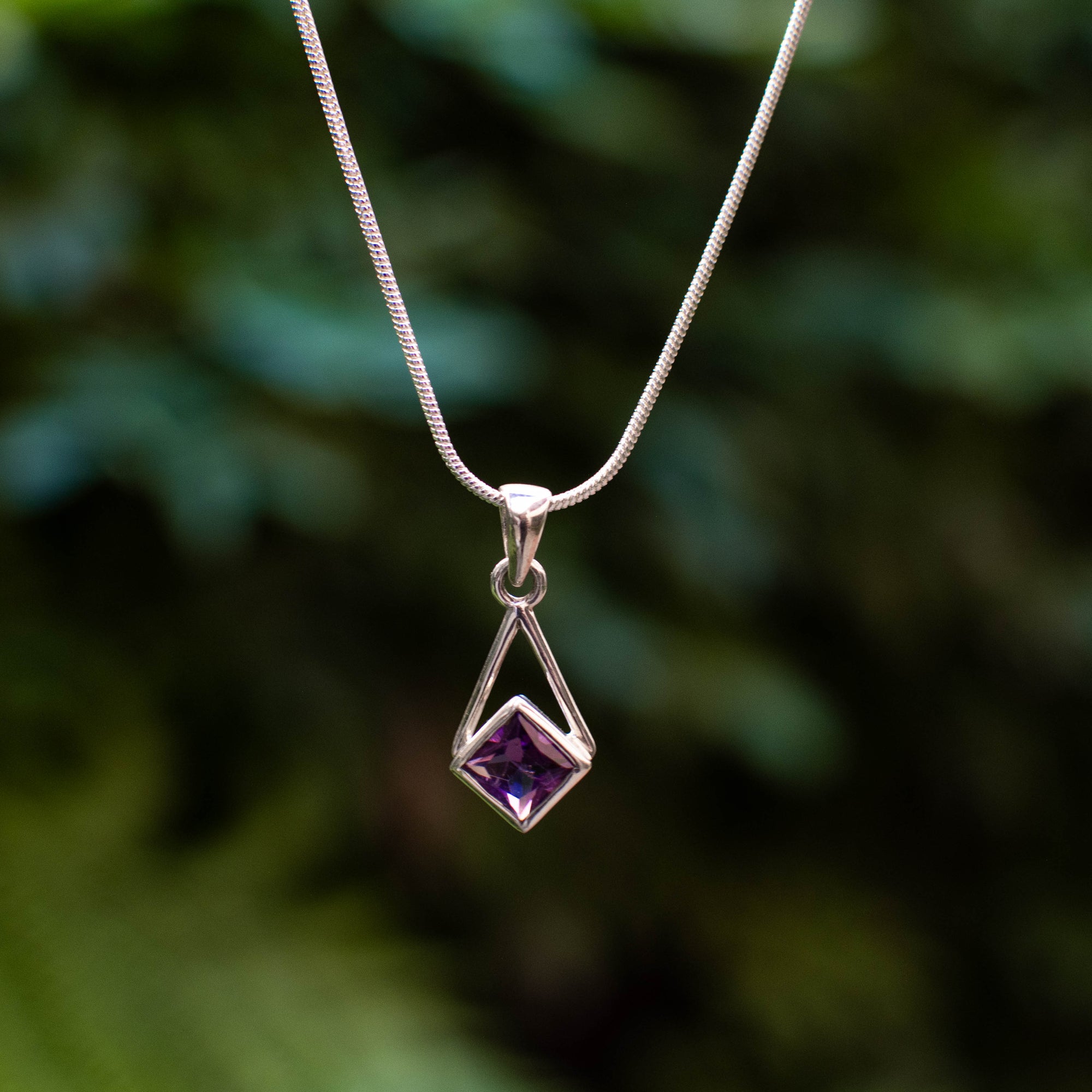 Princess Cut Amethyst Pendant