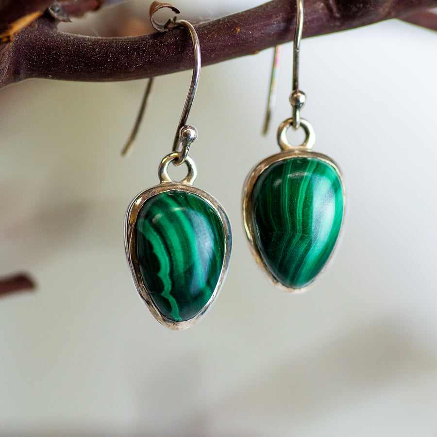 Sterling Silver Malachite Earrings
