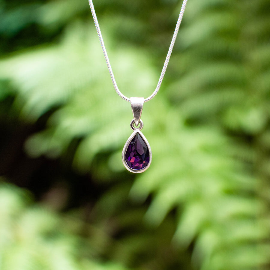 Faceted Amethyst Teardrop Pendant