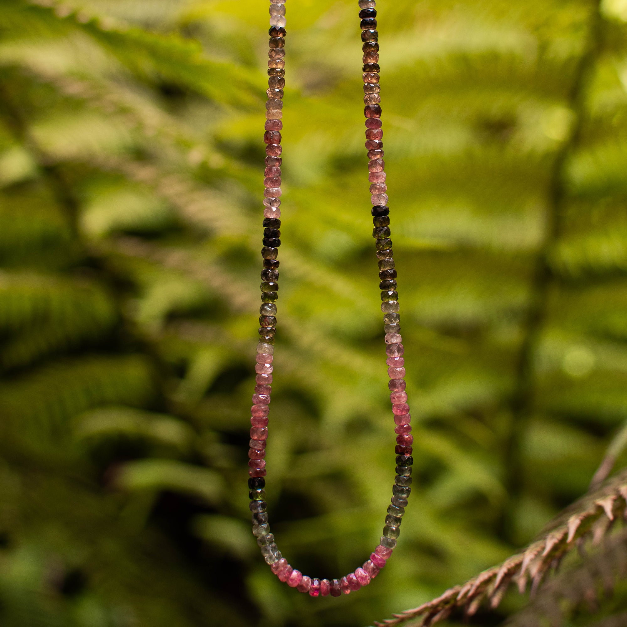 Beaded Watermelon Tourmaline Necklace