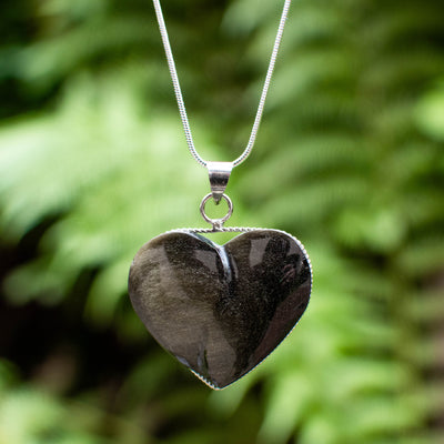 Gold Sheen Obsidian Heart Pendant