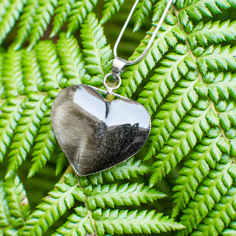 Gold Sheen Obsidian Heart Pendant