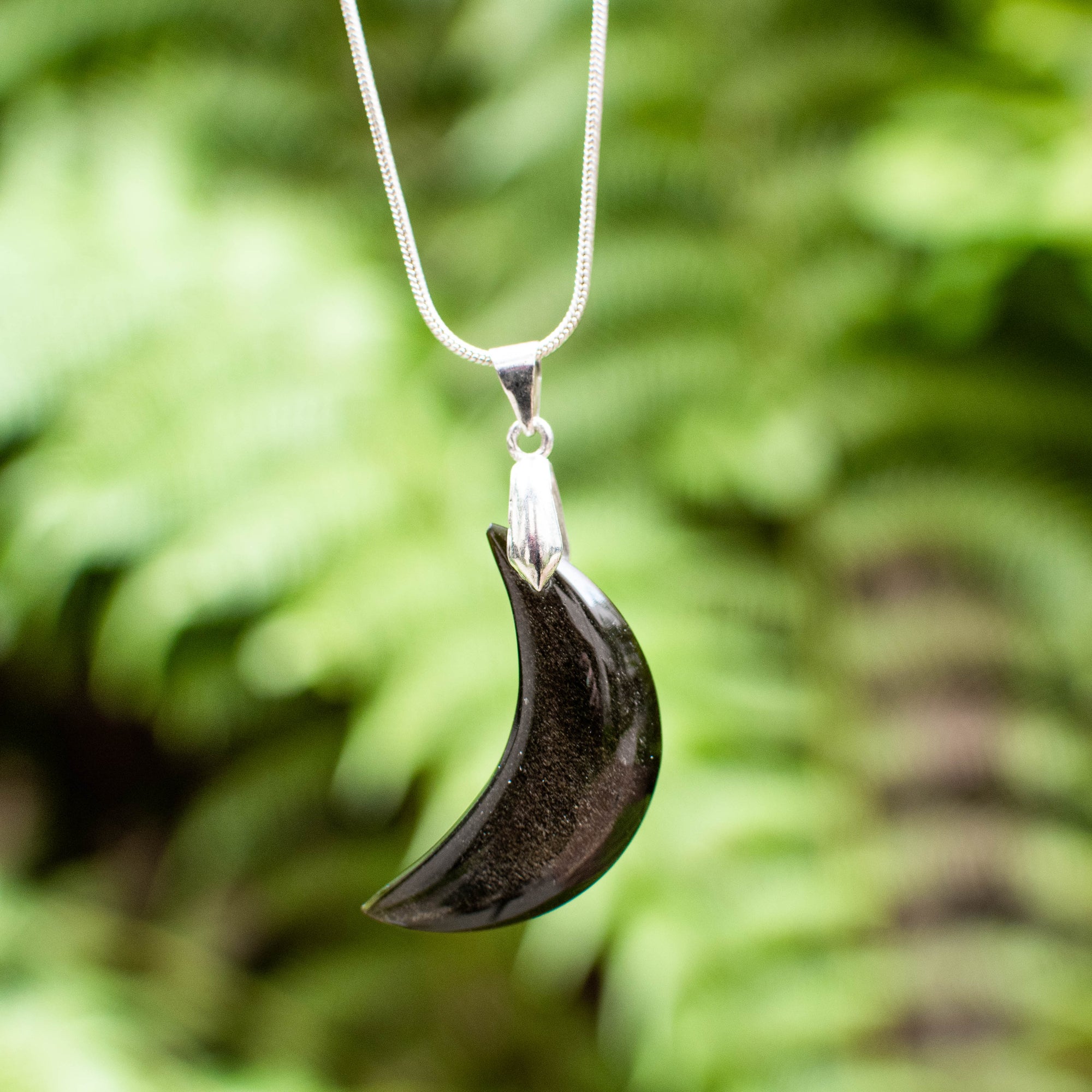 Gold Sheen Obsidian Moon Pendant