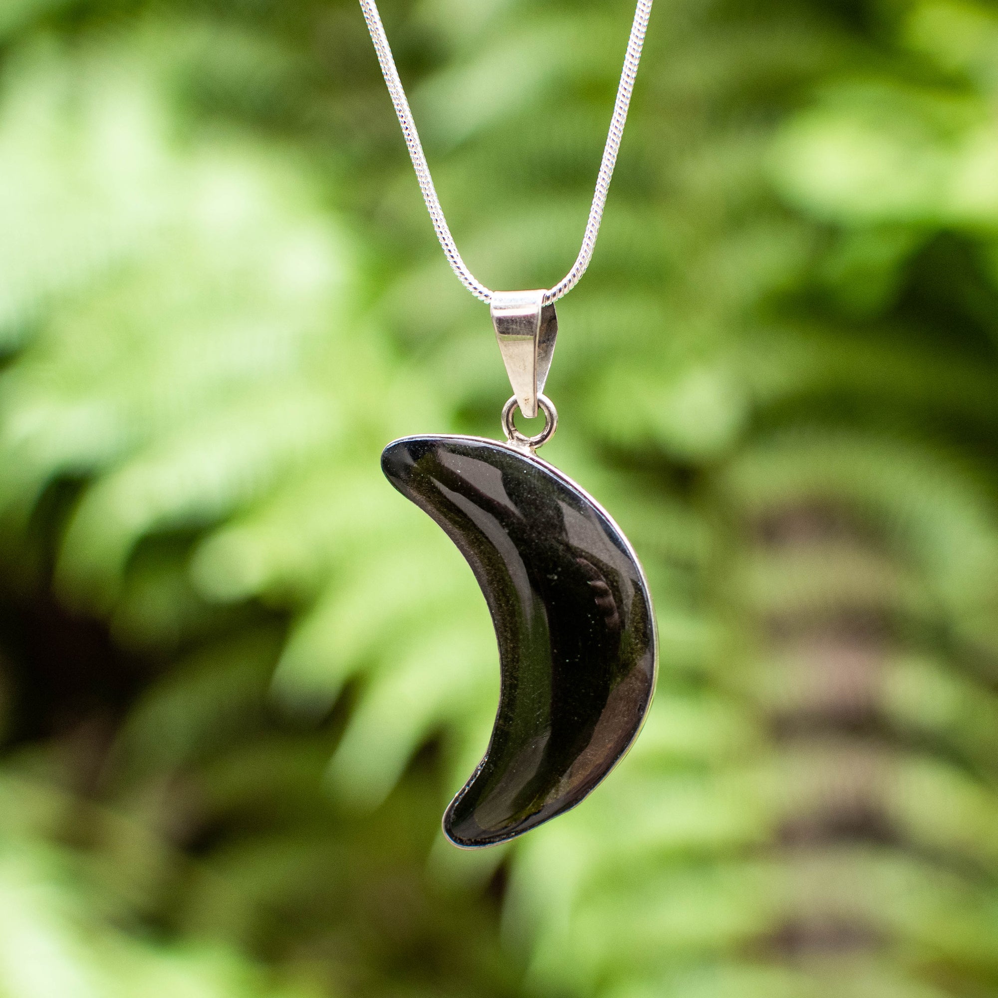 Gold Sheen Obsidian Moon Pendant