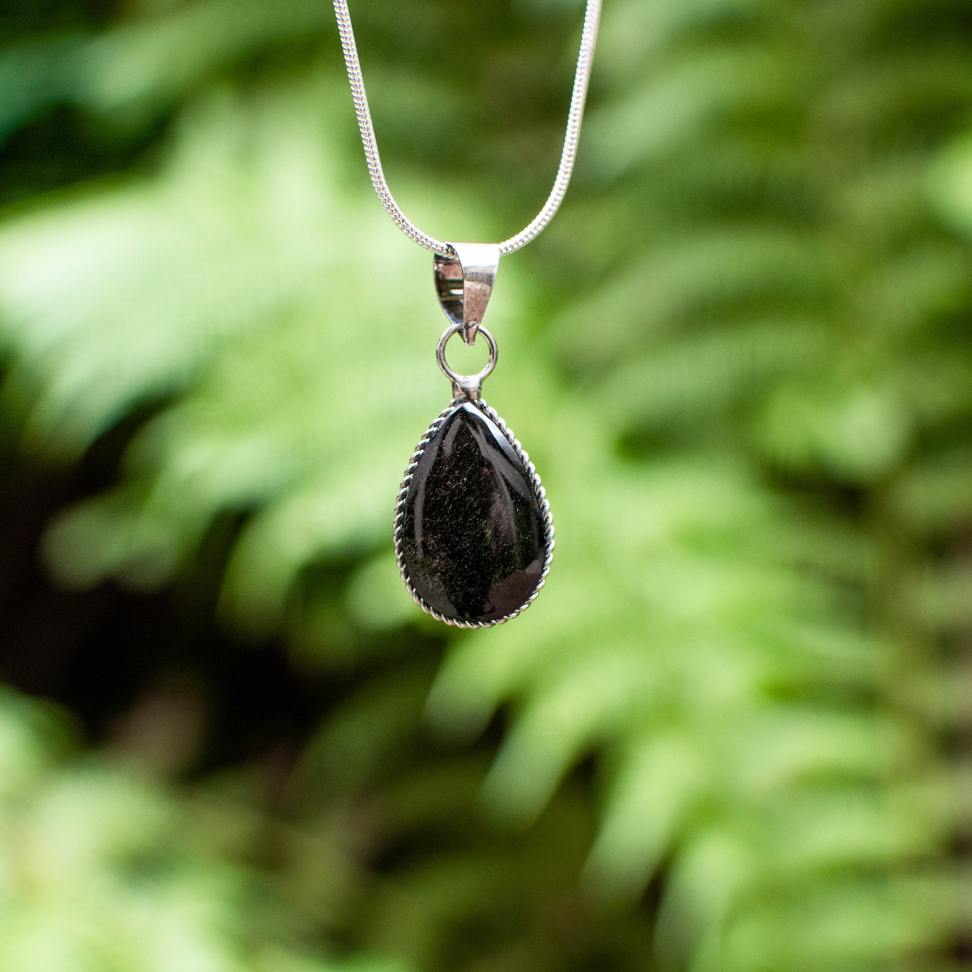 Gold Sheen Obsidian Teardrop Pendant