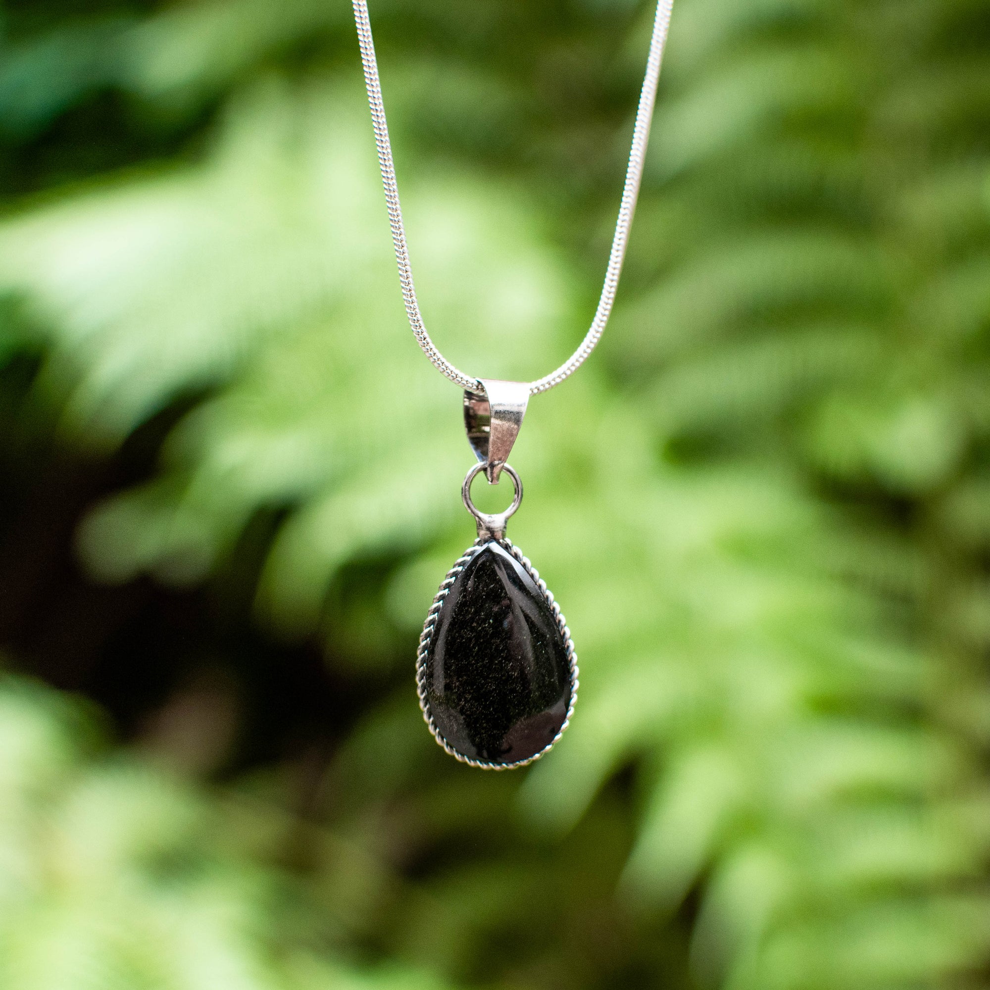 Gold Sheen Obsidian Teardrop Pendant
