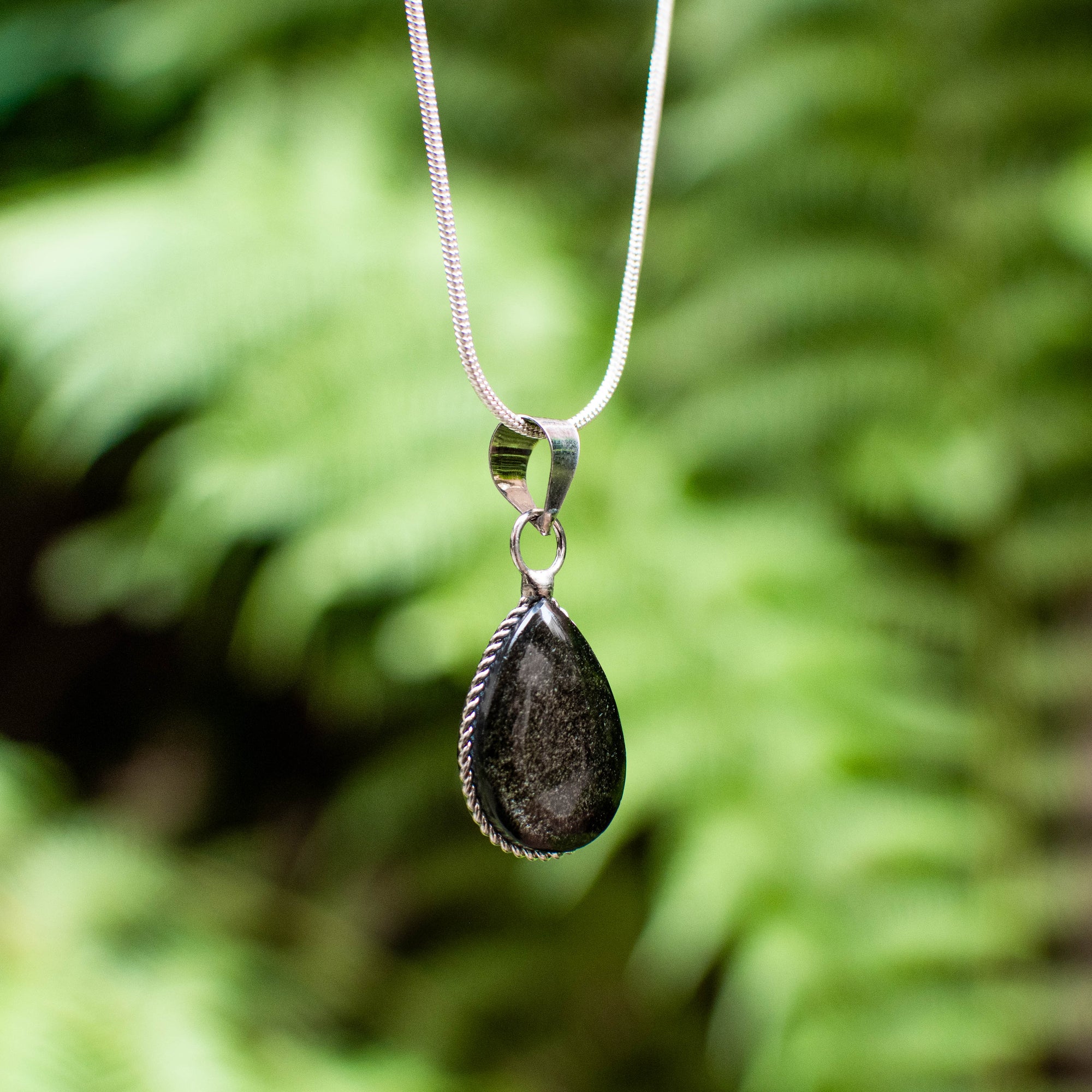 Gold Sheen Obsidian Teardrop Pendant