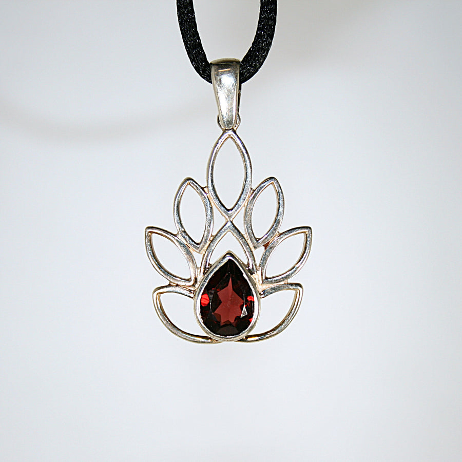 Garnet Flower Pendant