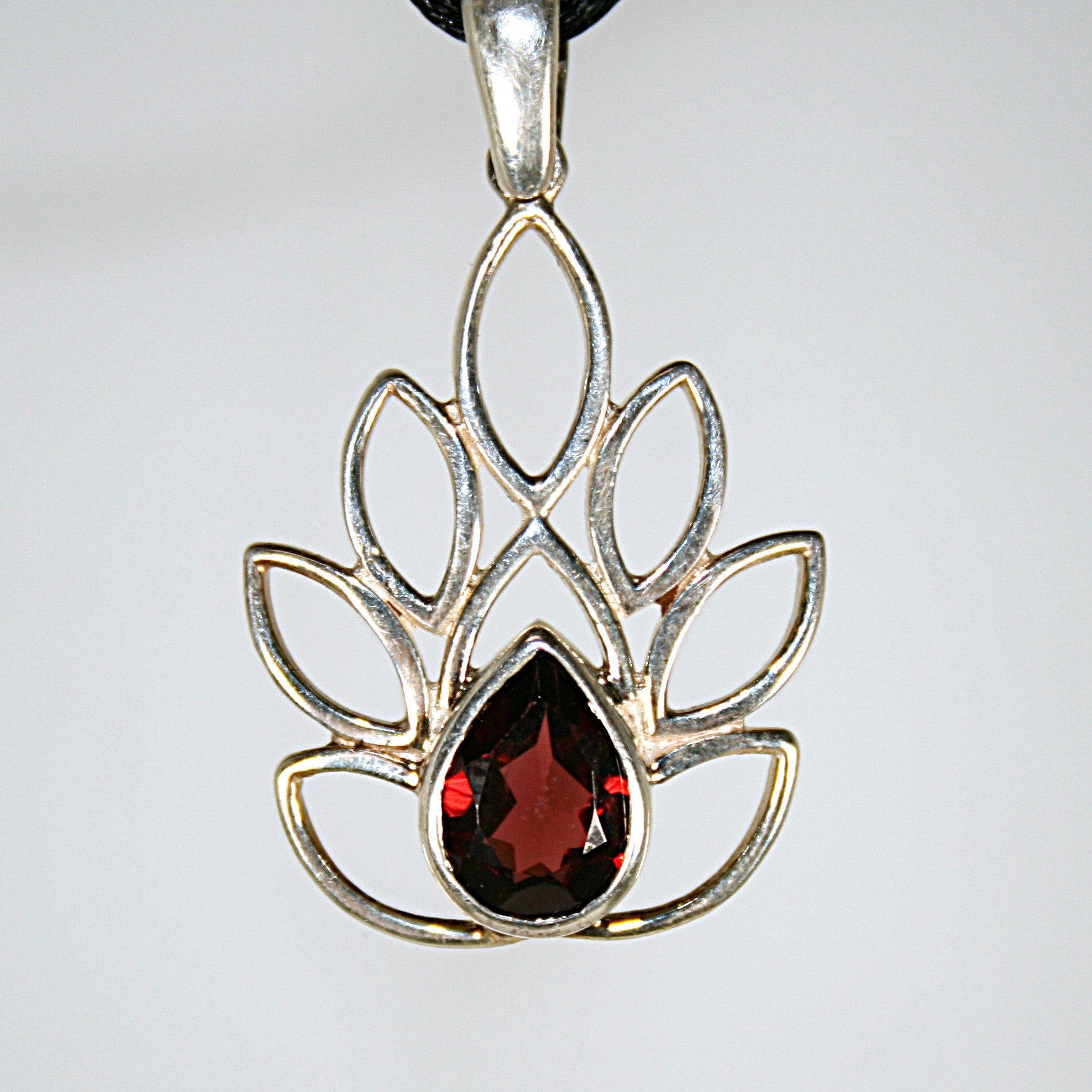 Garnet Flower Pendant