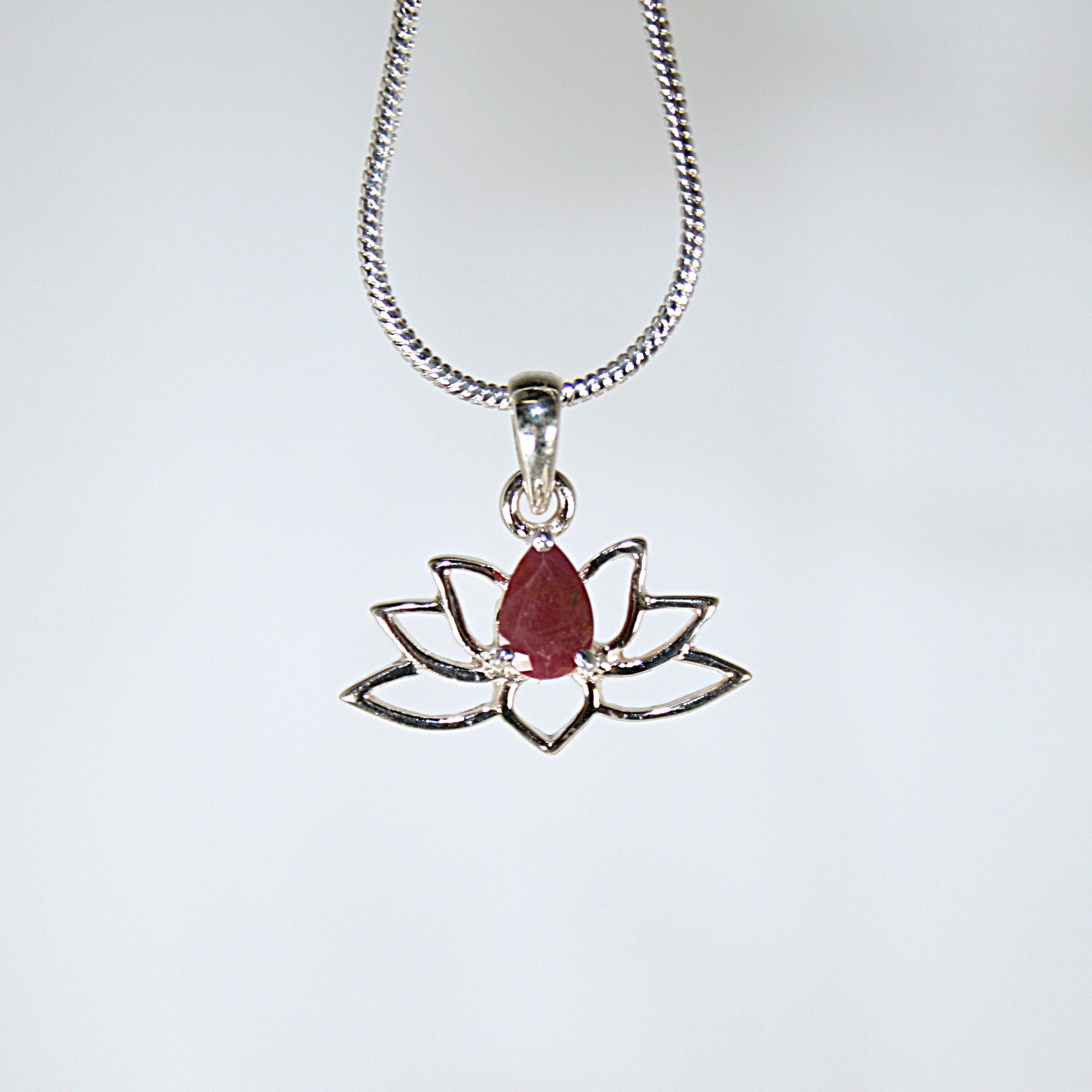 Ruby Lotus Flower Pendant