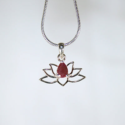 Ruby Lotus Flower Pendant