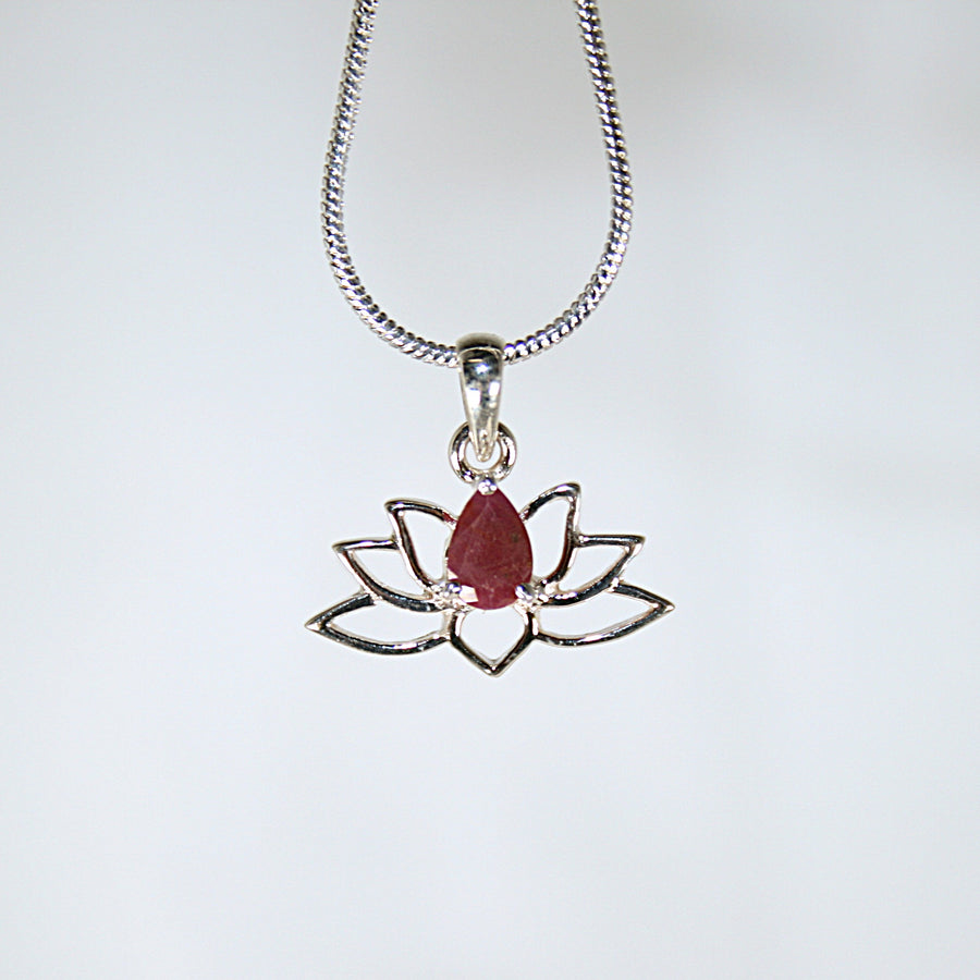 Ruby Lotus Flower Pendant