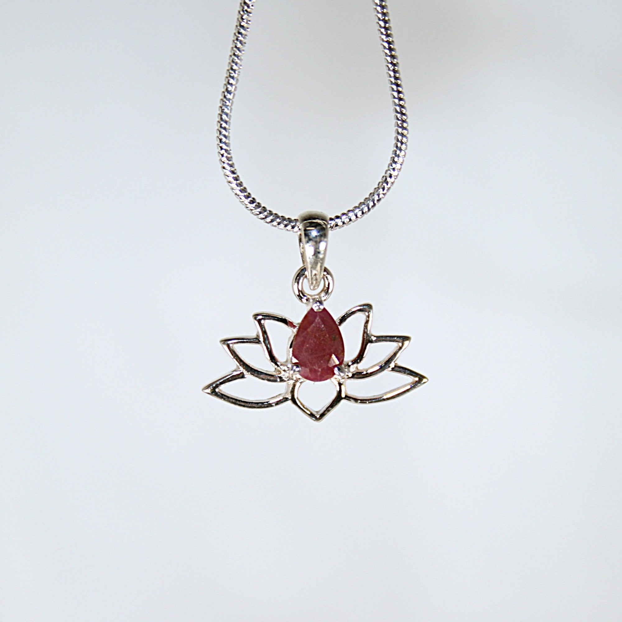Ruby Lotus Flower Pendant