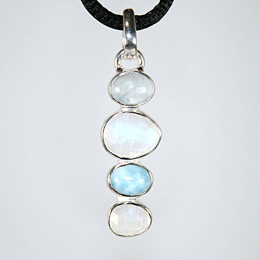 Moonstone, Labradorite & Larimar Pendant
