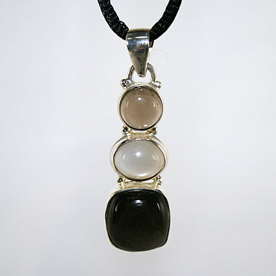 Gold Sheen Obsidian, Moonstone and Smoky Quartz Pendant