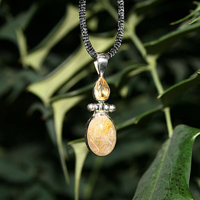 Rutilated Quartz with Citrine Pendant