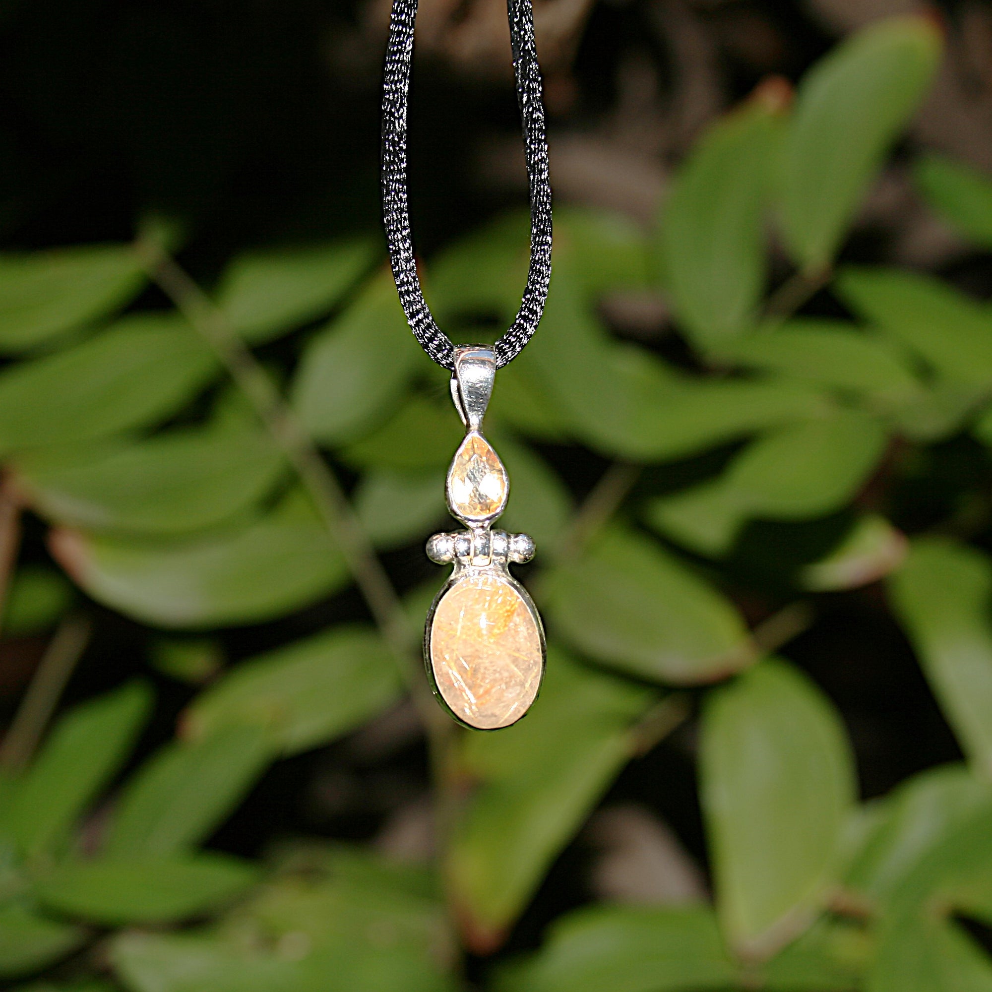 Rutilated Quartz with Citrine Pendant