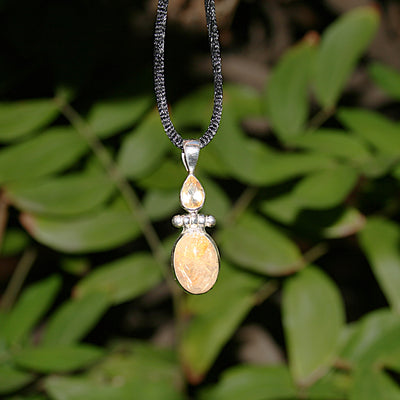 Rutilated Quartz with Citrine Pendant