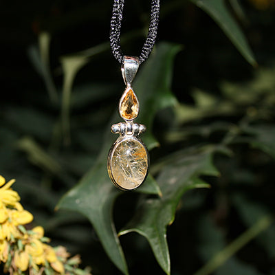 Rutilated Quartz with Citrine Pendant