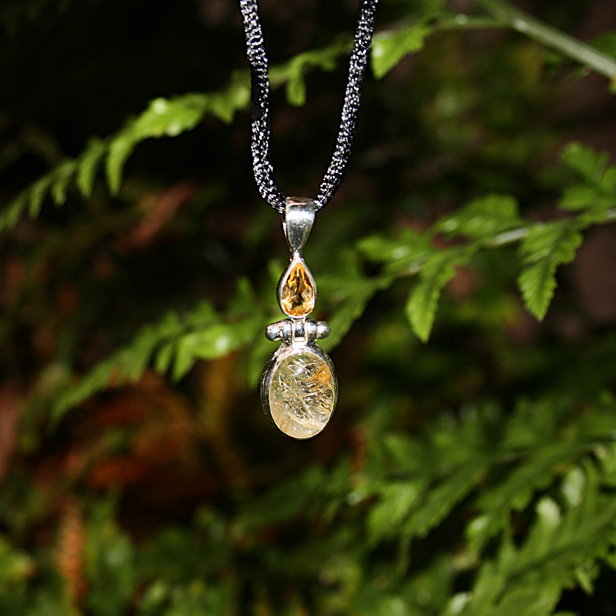 Rutilated Quartz with Citrine Pendant