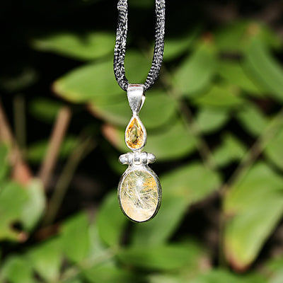Rutilated Quartz with Citrine Pendant