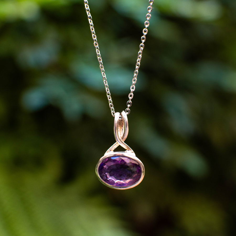 Faceted Amethyst Oval Pendant