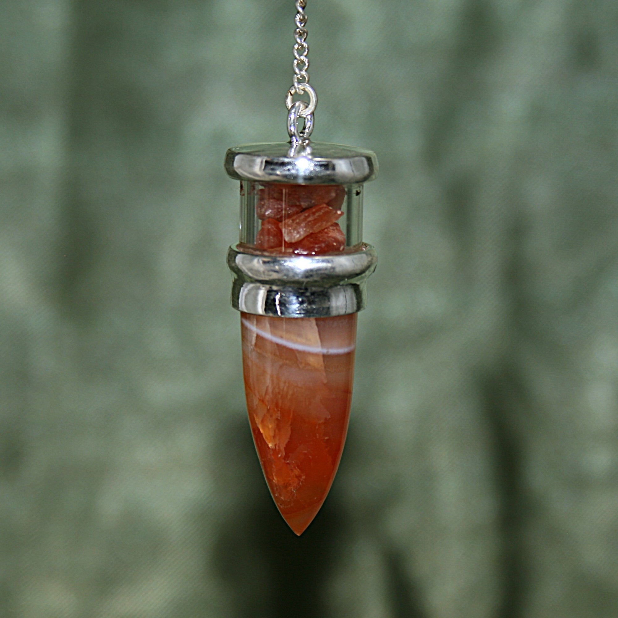 Carnelian and Sunstone Pendulum