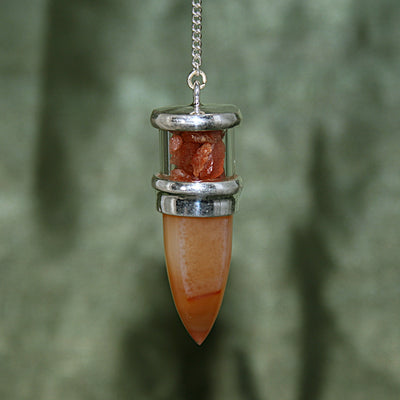 Carnelian and Sunstone Pendulum