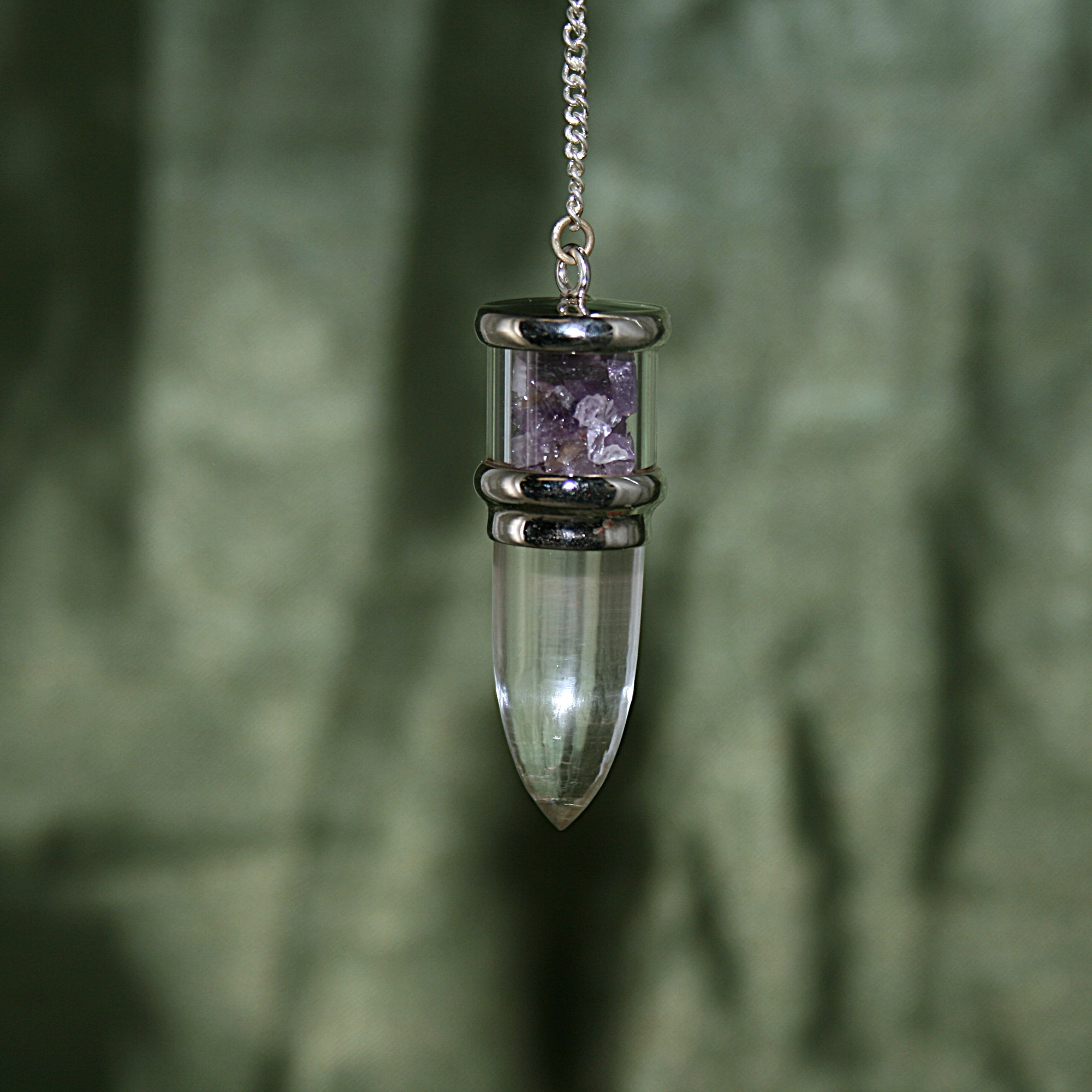 Clear Quartz and Amethyst Pendulum