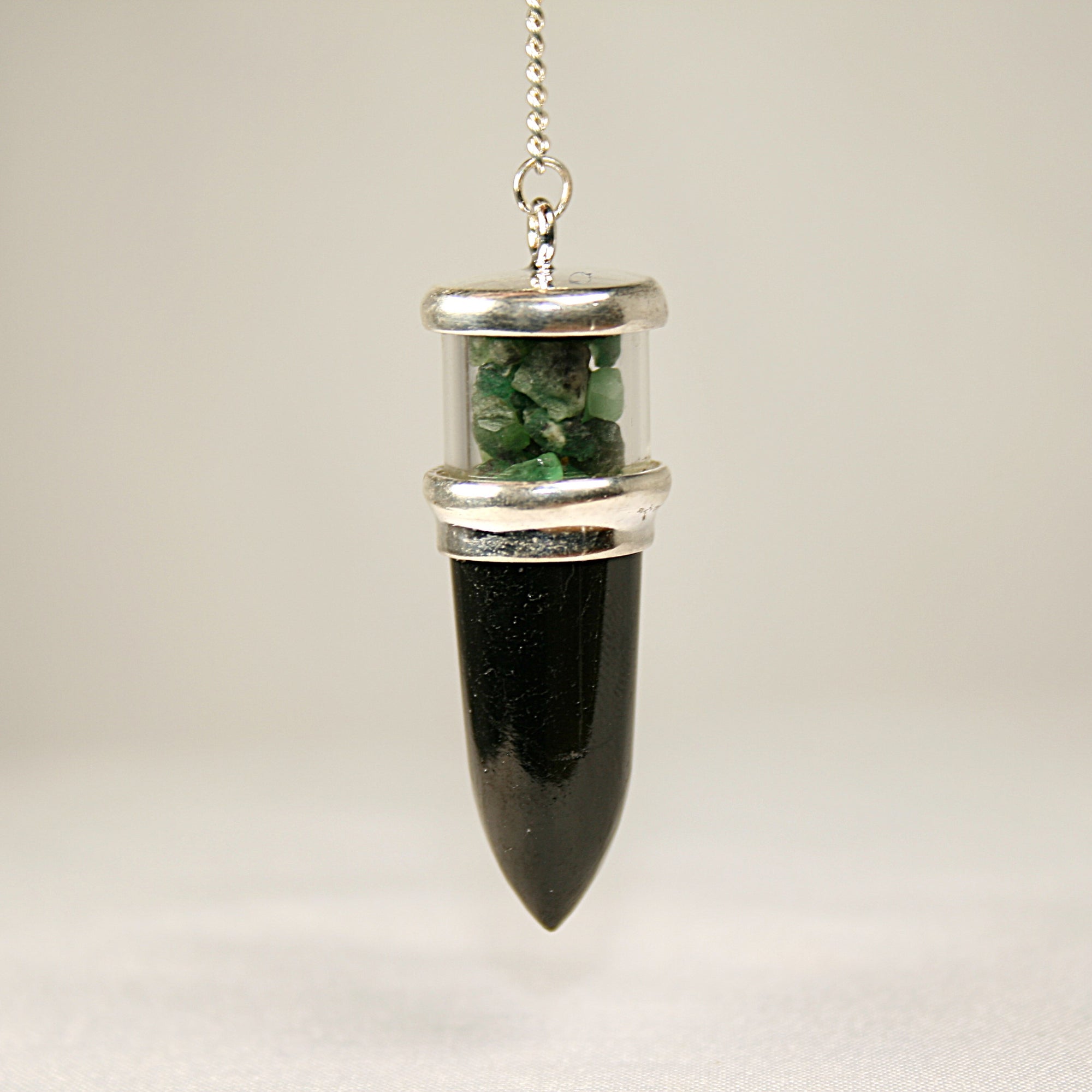 Black Tourmaline and Emerald Pendulum