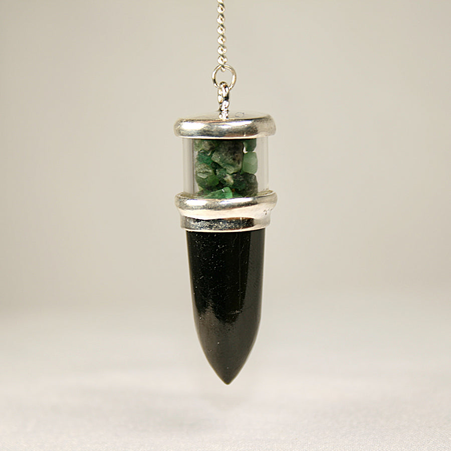 Black Tourmaline and Emerald Pendulum