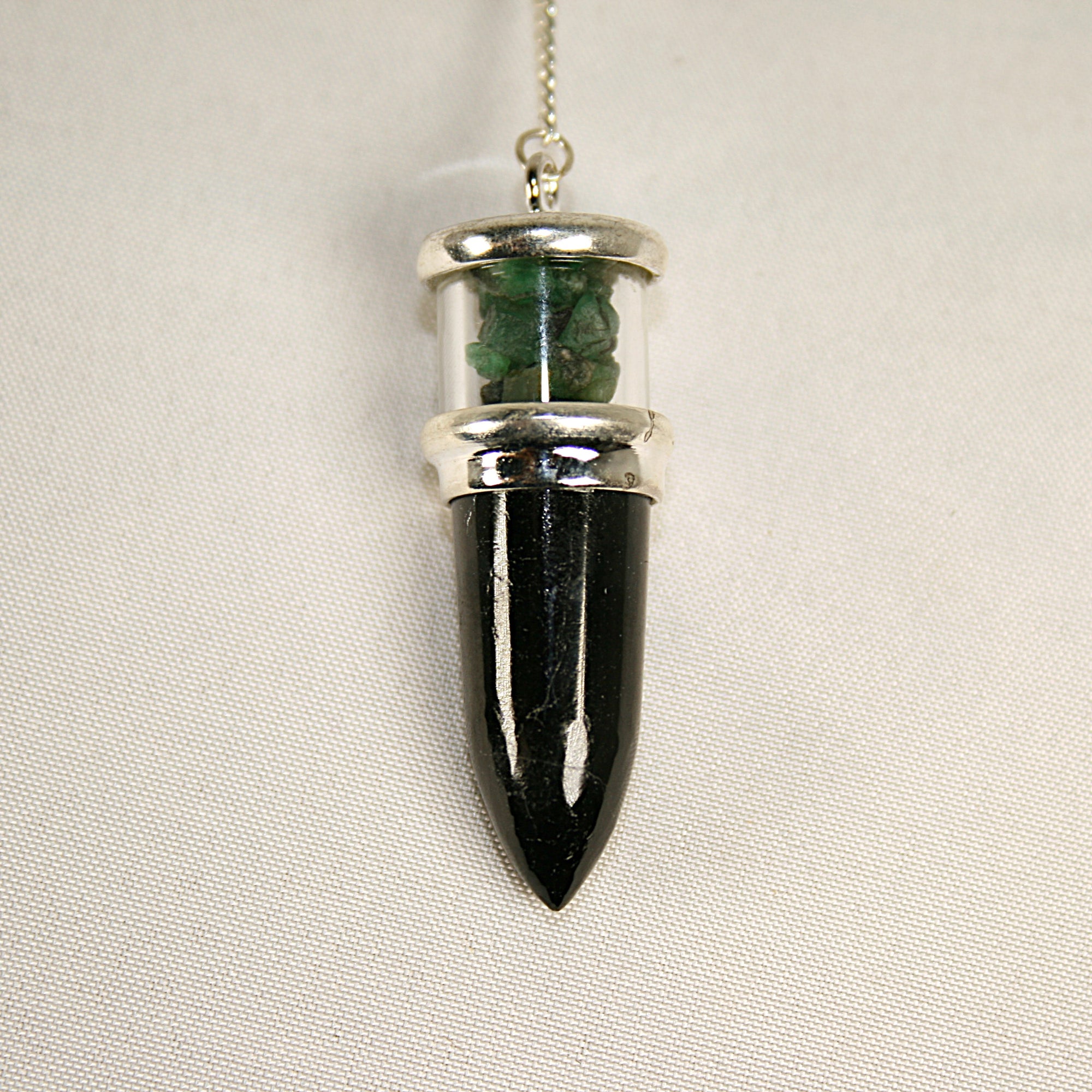 Black Tourmaline and Emerald Pendulum
