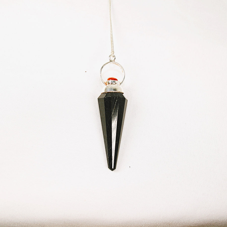 Black Tourmaline and Sunstone Pendulum