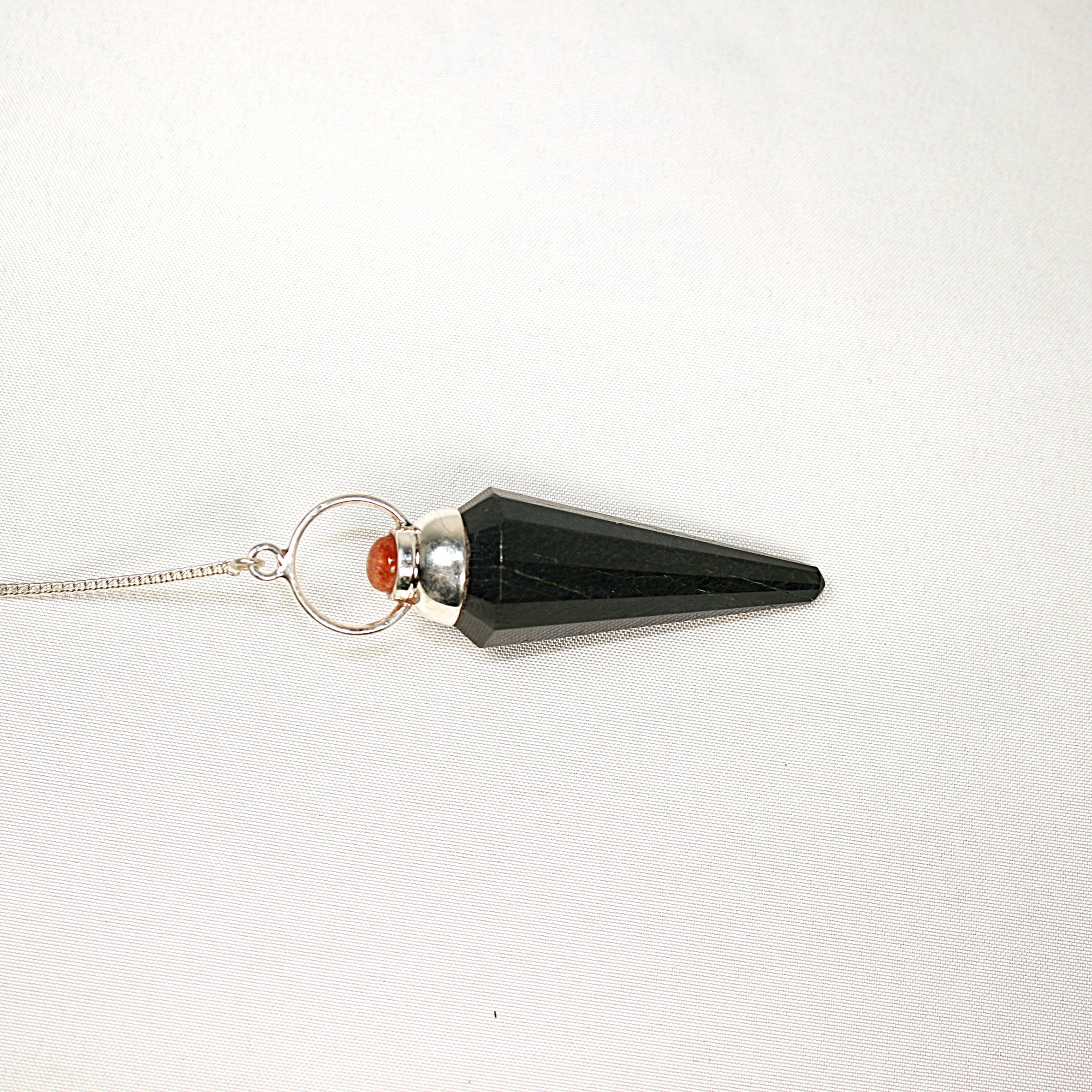 Black Tourmaline and Sunstone Pendulum
