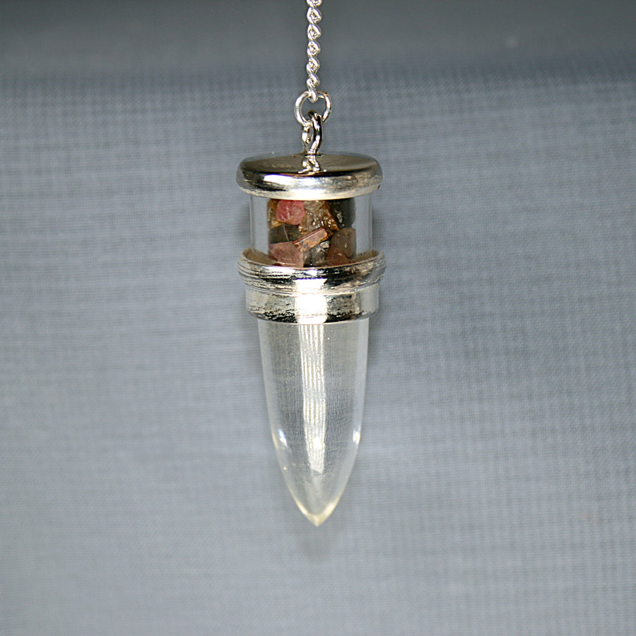 Clear Quartz with Watermelon Tourmaline Pendulum